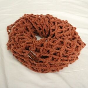 Evelyn K New York Orange Grid Crochet Infinity Scarf